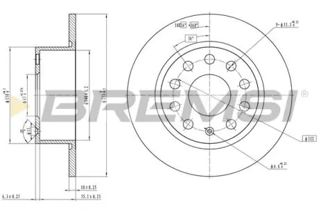 Гальмівний диск зад. Skoda Octavia III Combi 12-20 BREMSI CD7334S