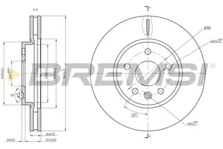 Гальмівний диск перед. Opel Astra K/ Ampera-E 15- BREMSI CD8685V