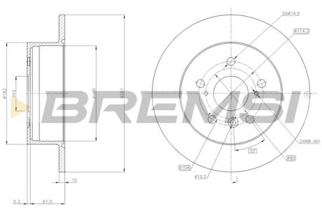 Гальмівний диск зад. Toyota Camry/Lexus ES 06-12 BREMSI CD7980S