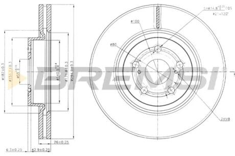 Гальмівний диск перед. Avensis T25 04- BREMSI CD7315V