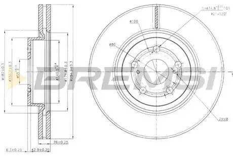 Фото 1 - гальмівний диск перед. Avensis T25 04- BREMSI CD7315V Гальмівний диск перед. Avensis T25 04- BREMSI CD7315V (фото 1)