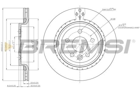 Гальмівний диск зад. Volvo XC70 07-16 BREMSI CD7681V