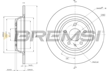 Гальмівний диск зад. Ford Mondeo 12- BREMSI CD8338S
