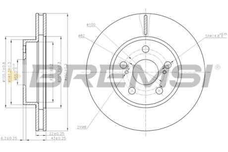 Гальмівний диск пер. Prius 03-09 BREMSI CD7886V
