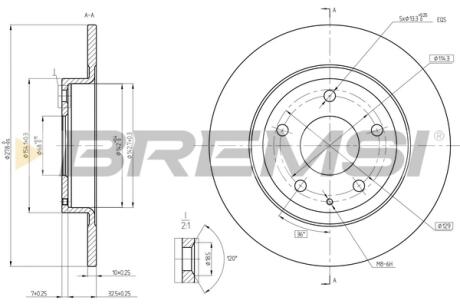 Гальмівний диск зад. Mazda 6 12- BREMSI CD8477S (фото 1)