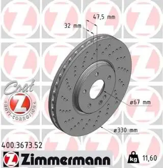 Гальмівний диск ZIMMERMANN 400367352