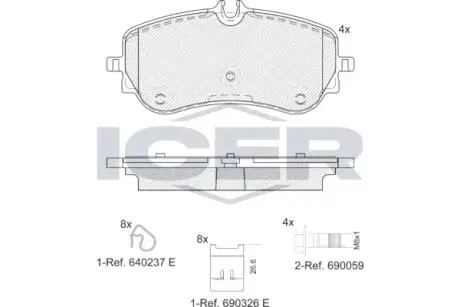 Колодки гальмівні (задні) VW Crafter 16-/Amarok 10-/MAN TGE 16- ICER LM2301