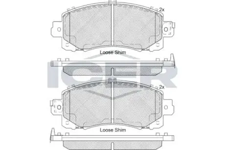 Колодки гальмівні (передні) Subaru Impreza/Outback/XV 17- ICER 182313