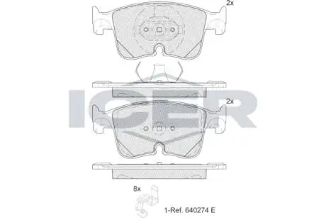 Колодки гальмівні (передні) Audi A3 2.0 TDI 20-/VW Caddy 1.5 TSi EVO/2.0 TDi 20- (ATE) ICER 182487