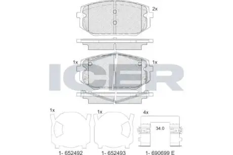 Колодки гальмівні (передні) Hyundai Tucson 20-/Kia Sportage 21- (Sumitomo) ICER 182473