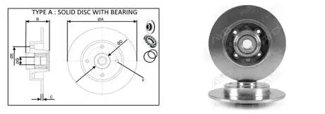 Диск гальмівний задній (з підшипником) PSA C3 II/III/C4 I/DS3/2008/207/208/307 2004- APLUS 61585BAP