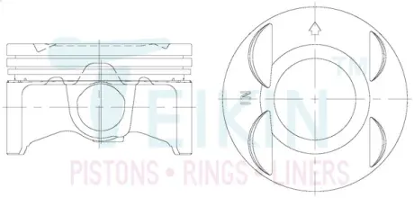 Фото поршни +0.50mm (к-кт на мотор) TEIKIN 38199050 Поршни +0.50mm (к-кт на мотор) TEIKIN 38199050