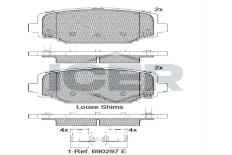 Фото колодки гальмівні (задні) Chrysler Grand Voyager 07-/Fiat Freemont 11- ICER 182053 Колодки гальмівні (задні) Chrysler Grand Voyager 07-/Fiat Freemont 11- ICER 182053