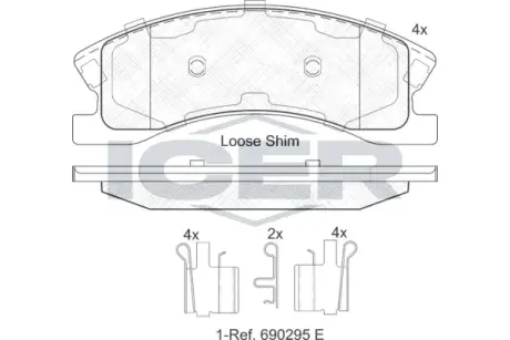Колодки гальмівні (передні) Jeep Grand Cherokee II 99-05 ICER 182075