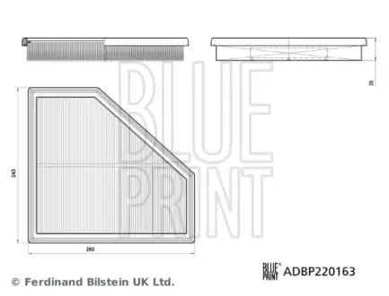 BMW Повітряний фільтр ліворуч 3 (G20, G80, G28) M3 20- BLUE PRINT ADBP220163