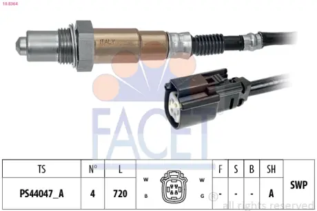 Датчик кислорода (лямбда-зонд) нижний Ford Focus III (10-) 2.0 Gdi (10.8364) Fac FACET 108364