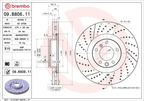 Фото tarcza ham. MERCEDES-BENZ G-CLASS (W463) 09/89-12/18 BREMBO 09B80611 Tarcza ham. MERCEDES-BENZ G-CLASS (W463) 09/89-12/18 BREMBO 09B80611
