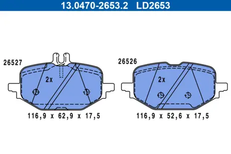 Колодки тормозные (задние) MB C-class (W206/S206) 21- ATE 13047026532