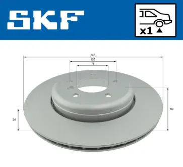 Диск гальмівний задн. (вентил.) BMW 5-serie E60/61, 7-serie E65/66 SKF VKBD 90336 V1