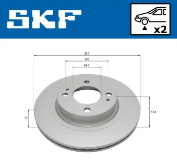 MITSUBISHI диск гальм. передн.SPACE STAR 12- SKF VKBD 81167 V2