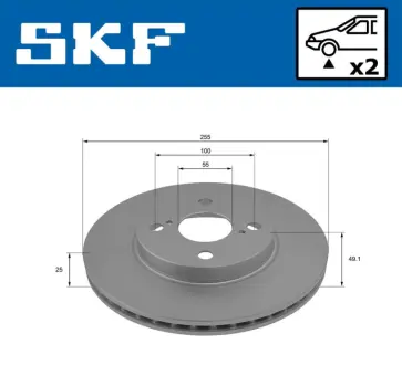 Фото toyota диск гальмівний передн.corolla 02- SKF VKBD 80333 V2 TOYOTA диск гальмівний передн.Corolla 02- SKF VKBD 80333 V2