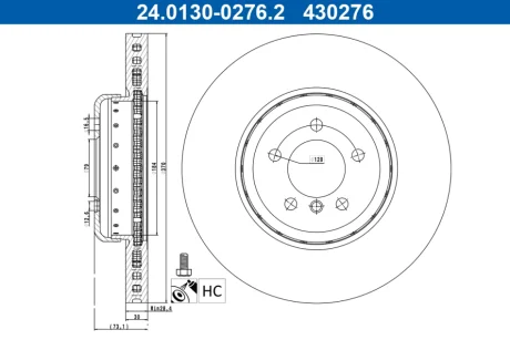 TARCZA HAM PRZOD 370X30 V 2-CZESCI ATE 24013002762