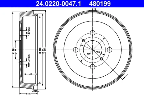 Гальмівний барабан ATE 24022000471