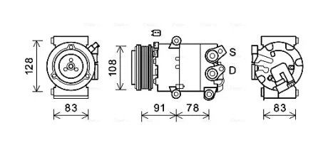 Air-conditioning compressor fits: FORD C-MAX II, FOCUS III, FOCUS III/HATCHBACK, FOCUS III/KOMBI, GRAND C-MAX 1.5-1.6LPG 07.10-02.20 AVA COOLING FDAK621