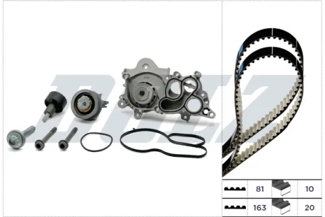 Комплект ГРМ + помпа VW Caddy/Golf/Skoda Octavia/Audi A1/A3 1.0/1.2TSI 12- (+ ремень помпы) DOLZ KD298