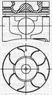 Поршень с кольцами і пальцем (размер отв. 91.6 / +0.5) (4D56 D-ID Euro 4 1-3 Cyl.) 2.5 дизель Yenmak 36-04370-050