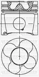 Поршень с кольцами і пальцем на 4/5/6цил. (размер отв. 78.81/+0,50) VW, AUDI, SKODA 2,5TDI 00- (AKE, BFC, AYM, BCZ Euro3) Yenmak 31-04332-050 (фото 1)