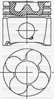 Поршень с кольцами і пальцем на 1/2/3цил. (размер отв. 78.31/STD) VW, AUDI, SKODA 2,5TDI 00- (AKE, BFC, AYM, BCZ Euro3) Yenmak 31-04331-000