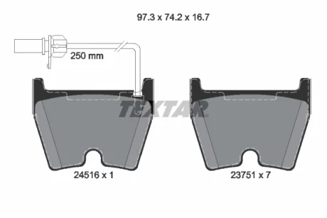 Гальмівні колодки, дискове гальмо (набір) TEXTAR 2451601