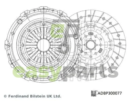 Комплект зчеплення (240мм) VW CALIFORNIA T5 CAMPER, MULTIVAN T5, TRANSPORTER T5 2.5D 04.03-11.09 BLUE PRINT ADBP300077