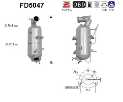 FILTR CZASTEK STALYCH DPF AS SZT ASC ASC AS-PL FD5047