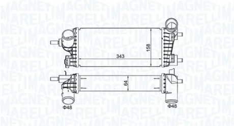 FORD Інтеркулер C-MAX II 1.0 12-, FOCUS III 1.0 12-, GRAND C-MAX 1.0 12-, TRANSIT CONNECT V408 1.0 13- MAGNETI MARELLI 351319205550