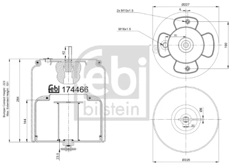 Пневмоподушка (металевий стакан) VOLVO FH, FM VOLVO FH, FH II, FH16, FM 01.03- FEBI BILSTEIN 174466