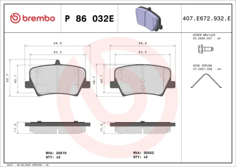 Klocki ham. tył Beyond EV Pad XC40 (536) 10/17- BREMBO P86032E