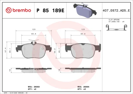Klocki ham. tył Beyond EV Pad VAG BREMBO P85189E