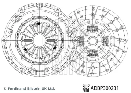 FORD Комплект зчеплення (диск+корзина) RANGER (ET) 2.5 TDCi 4x4 06-12, MAZDA BT-50 Пікап (CD, UN) 2.5 MRZ-CD (UNY0W3) 06-13 BLUE PRINT ADBP300231