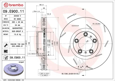 Автозапчасть BREMBO 09E90011