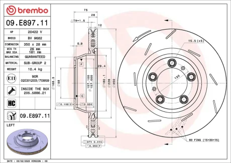 Автозапчасть BREMBO 09E89711