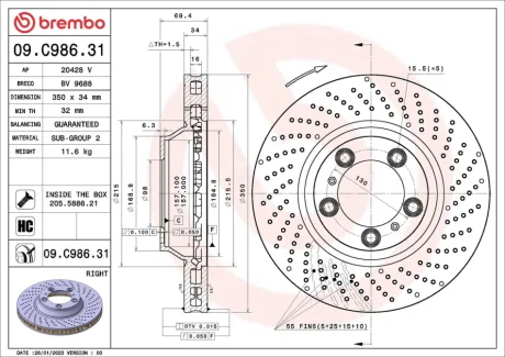 Автозапчасть BREMBO 09C98631