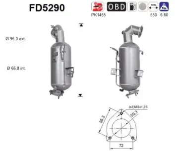 Фільтр твердих частин DPF AS SZT ASC ASC AS-PL FD5290