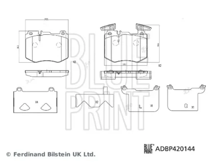 DB Комплект гальмівних колодок передні GLC (X253) 200 (253.942) 16-19 BLUE PRINT ADBP420144
