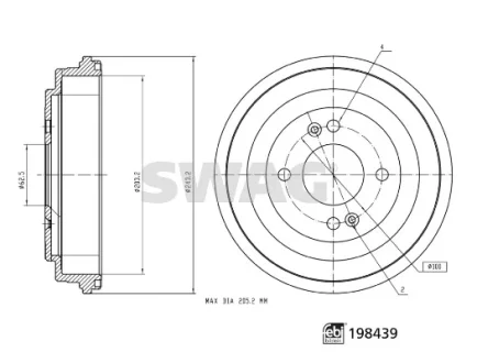 Brake drum SWAG 33113014