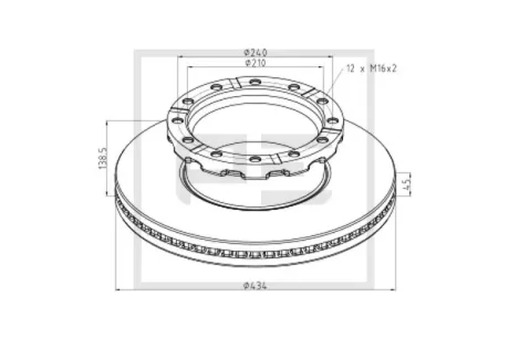 Brake disc PE AUTOMOTIVE 02668200A