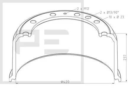Brake drum PE AUTOMOTIVE 04668700A