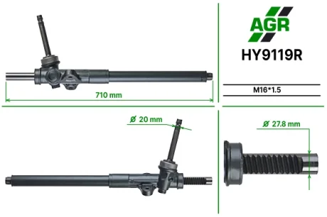 Рульова рейка без ПК, відновлена, HYUNDAI ix35 (LM, EL, ELH) 13-;KIA SPORTAGE (SL) 13- AGR HY9119R