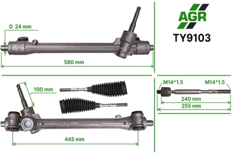 Рульова рейка без ПК, нова, CITROEN C1 2005-;PEUGEOT 107 2005- AGR TY9103
